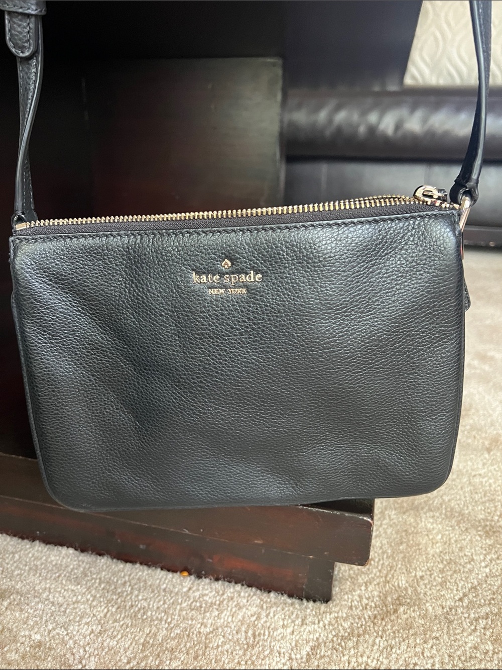 Kate Spade Black Pebbled Leather Crossbody Purse - Picture 2 of 4